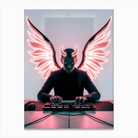 Devil On Computer Canvas Print