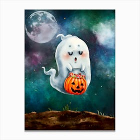 Ghost With Pumpkin Canvas Print