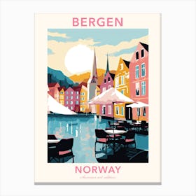 Bergen, Norway, Flat Pastels Tones Illustration 3 Poster Canvas Print