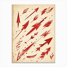 Brushstroke Designed Hand Drawn Arrow Icons Detailed Brushwork Strokes Visible Mix Of Red And Bro (1) Canvas Print