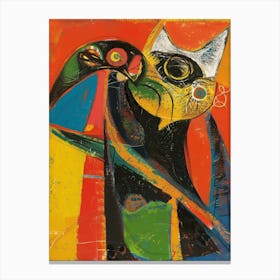 Cat And Parrot Canvas Print