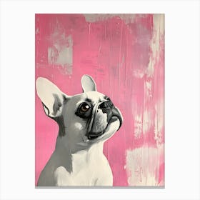 Minimal Frenchie With Pink Background 4 Canvas Print