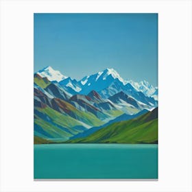 Mount Cook National Park New Zealand Blue Oil Painting 1  Canvas Print