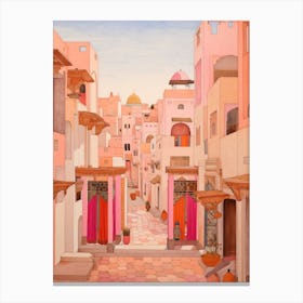 Marrakech Morocco 8 Vintage Pink Travel Illustration Canvas Print