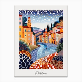 Poster Of Portofino, Italy, Illustration In The Style Of Pop Art 4 Canvas Print