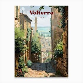 Volterra Italy Streetview Art Illustration Canvas Print