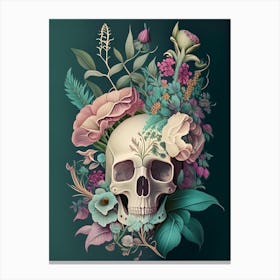 Skull With Floral Patterns 3 Pastel Botanical Canvas Print