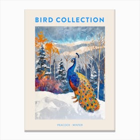 Peacock In A Winter Setting Painting 3 Poster Canvas Print