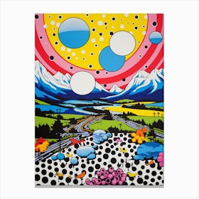 Polka Dot Pop Art Mountain Landscape 1 Canvas Print