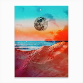 Orange Teal Moon Collage  Canvas Print