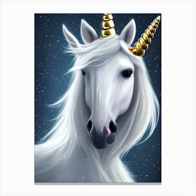 Unicorn With Golden Horns 1 Canvas Print