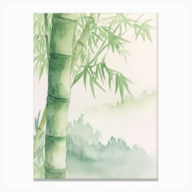 Bamboo Tree Atmospheric Watercolour Painting 4 Canvas Print