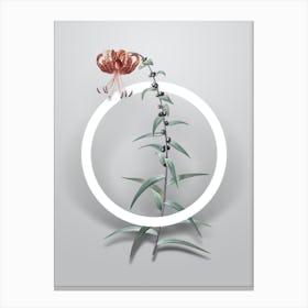 Vintage Tiger Lily Minimalist Botanical Geometric Circle on Soft Gray n.0260 Canvas Print