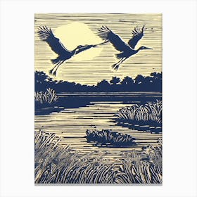 Herons In Flight Wall Art Above Tv Canvas Print