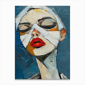 Woman With Bandages On Her Face Canvas Print