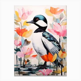 Bird Painting Collage Bufflehead 3 Canvas Print