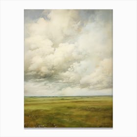 Cloudy Farm Sky Painting Canvas Print