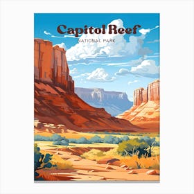Canyonlands National Park Utah USA Camping Travel Illustration Canvas Print