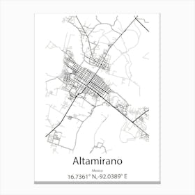 Altamirano,Mexico Minimalist Map Canvas Print