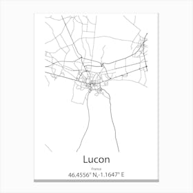 Lucon,France Minimalist Map Canvas Print