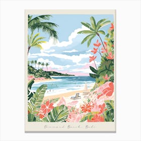 Poster Of Diamond Beach, Bali, Indonesia, Matisse And Rousseau Style 2 Canvas Print