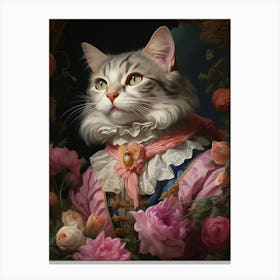 Cat In Medieval Wear Portrait Canvas Print