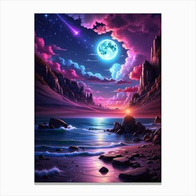 Moon Over The Ocean Canvas Print