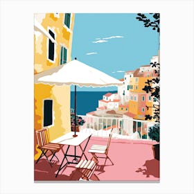 Positano, Italy, Flat Pastels Tones Illustration 1 Canvas Print