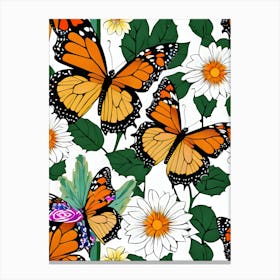 Seamless Pattern With Butterflies 5 Canvas Print