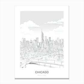 Chicago Skyline 3 B&W Poster Canvas Print
