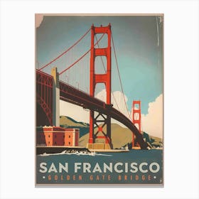 San Francisco Travel Poster Golden Gate Canvas Print