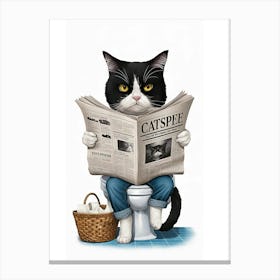 Cat Reading Newspaper 3 Canvas Print