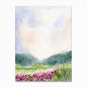 Watercolor Of Purple Flowers Canvas Print