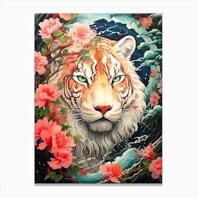 Tiger In Bloom Canvas Print