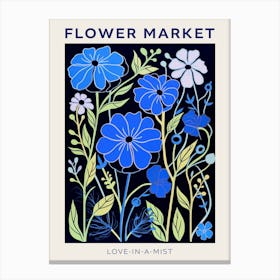 Blue Flower Market Poster Nigella Love In A Mist 1 Canvas Print