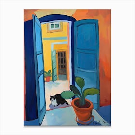 Open Window With Cat Matisse Style Collioure 1 Canvas Print