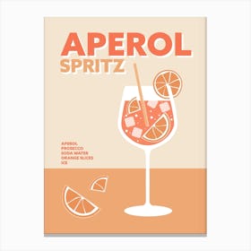Aperol Spritz Cocktail Yellow Colourful Summer Drink Wall Art Canvas Print