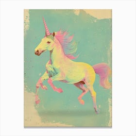 Pastel Unicorn Blue Background 3 Canvas Print