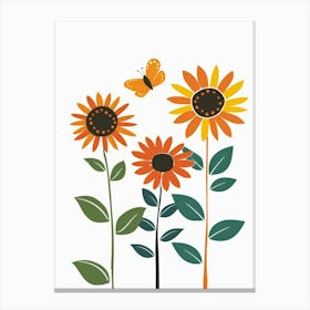 Sunflowers And Butterflies 4 Canvas Print