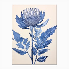 Blue Botanical Protea 1 Canvas Print