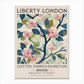 Liberty London Print William Morris Textilespink Blue Cherry Blossom Canvas Print