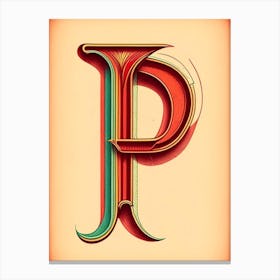 P, Letter, Alphabet Vintage Sketch 3 Canvas Print