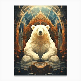 Polar Bear In The Throne Canvas Print