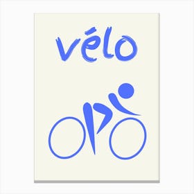 Velo Cycling Poster Blue Canvas Print