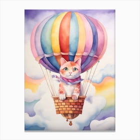 Baby Cat 3 In A Hot Air Balloon Canvas Print