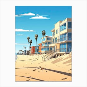 Venice Beach California, Usa, Flat Illustration 1 Canvas Print