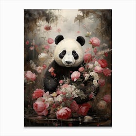 Panda Art In Art Nouveaut Style 3 Canvas Print