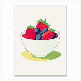 Bowl Of Strawberries, Fruit, Minimal Line Drawing Canvas Print