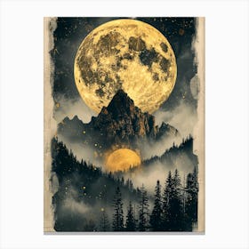 Full Moon In The Mountains Canvas Print