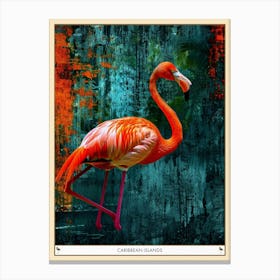 Greater Flamingo Caribbean Islands Tropical Illustration 2 Poster Canvas Print
